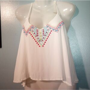 - May & July embroidered boho crop top with adjustable shoulder straps